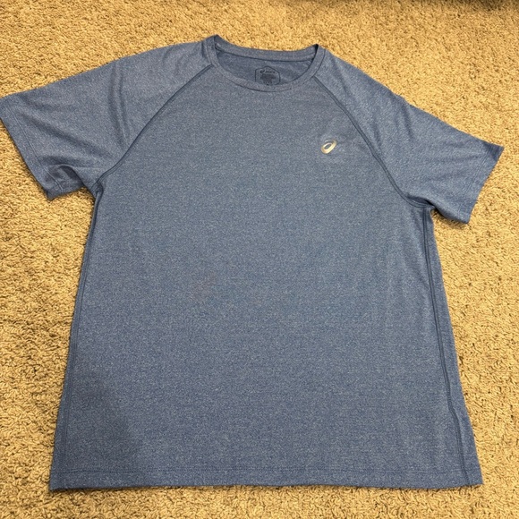 514. Asics Men's Heathered Blue Short Sleeve Tee (M) - Picture 1 of 6